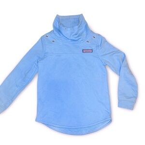 Vineyard Vines Girls Funnel Neck Embroidered Shep Shirt Ocean Breeze Size 7/8